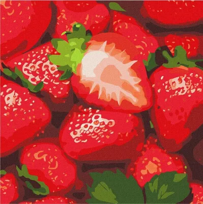 Image de IDEYKA Peinture par numéros Fraises juteuses 25x25 Nature morte avec cadre en bois