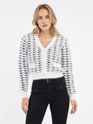 Produktbild von Orsay Schwarz-weiße gemusterte Damen-Strickjacke 511201029000__L