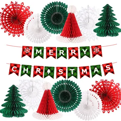 Immagine prodotto di Set di decorazioni natalizie da 14 pezzi, striscione "Buon Natale" da appendere, festoni, per decorare feste di Natale, compleanni e ricorrenze