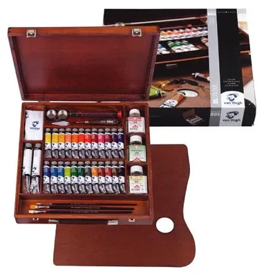 Obrázok produktu pre Van Gogh 02843426, Čierna, Modrá, Zelená, Oranžová, Červená, Ruže, Umbra, Fialová, Biela, Žltá, 40 ml, 104 - 105 - 224 - 227 - 312 - 331 - 339 - 614 - 623 - 536 - 530 - 267 - 269 - 270 - 276 - 393 -..., Rúra, Drevená škatuľka, 24 kusov