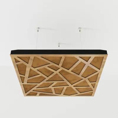 Productafbeelding van Set van 4 akoestische plafondpanelen SKYROSS, 50x50x5 cm, eiken/goud