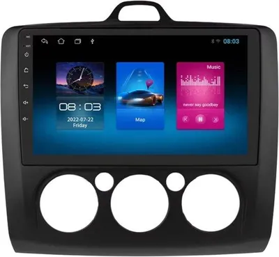 Image de Autoradio avec Bluetooth et CarPlay pour Ford Focus Mk2/Mk3 (2004-2011) – Compatible avec Apple et Android – Système stéréo – Système de navigation – 1 Go de RAM, 16 Go de mémoire interne