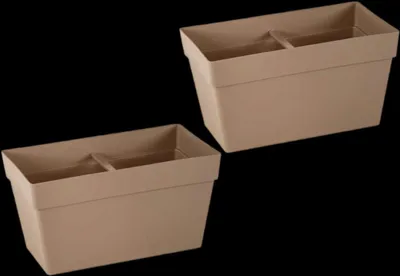 Zdjęcie produktu dla 2 sztuki Mansion Drainage Donica ogrodowa Taupe - Prostokątna donica na zioła 30x17 cm - Z miseczką na wodę i drenażem