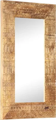 Produktbild von Handgeschnitzter Spiegel 80x50x2,5 cm Massivholz Mango