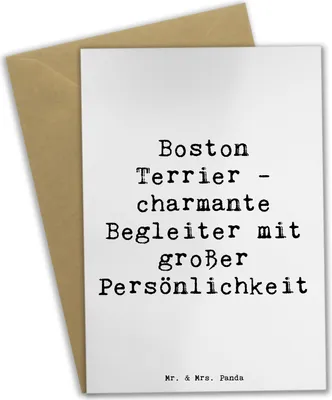Produktbild von Mr. & Mrs. Panda valentinstagskarte Spruch Boston Terrier Begleiter - Weiß - Geschenk, hochzeitskarten, Hunderassen Pflege, Hund, weihnachtskarten, Hunderasse, Grußkarte