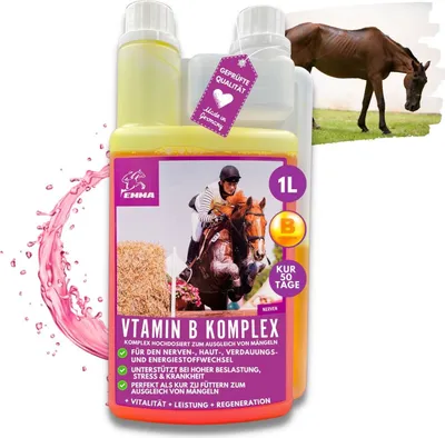 Produktbild von EMMA Vitamin B Komplex Pferd 1L hochdosiert für Pferde mit Vitamin B1, B2, B6, B12, B-Vitamine Vit b Unterstützung Muskulatur, Immunsytem, Nerven