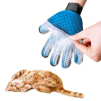 Productafbeelding van Handschoenen voor het verzorgen van huisdieren, geschikt voor vachtverzorging, siliconen, blauw