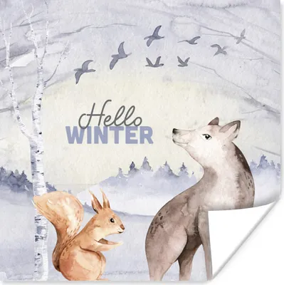 Produktbild von MuchoWow® Poster Tiere - Schnee - Winter 75x75 cm - Wand Dekoration