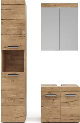 Produktbild von Vicco Badmöbel-Set Luna, 3 Teile, mit Hochschrank, Eiche