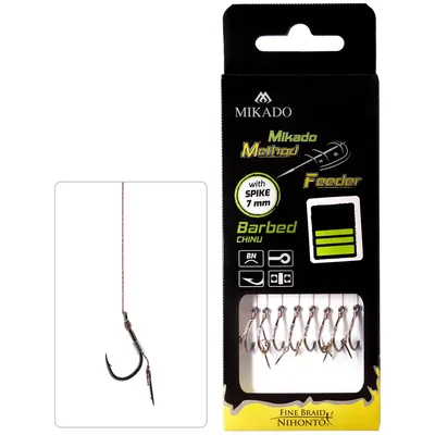 Zdjęcie produktu dla Mikado Przypon Mf S z igłą, haczykiem z zabezpieczeniem przed zacięciem, plecioną linką, 10 cm, 8 sztuk, rozmiar 12