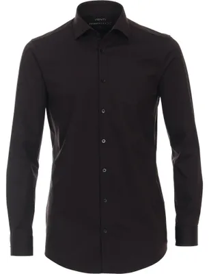 Produktbild von Venti - Body Fit - Herren Langarm Hemd (123955800), Größe:38, Farbe:Schwarz (800)