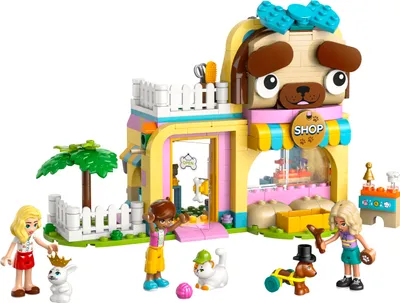 Produktbild von LEGO Friends Geschäft für Haustierzubehör - mit Hund, Katze und Kaninchen als Tierfiguren, 3 Minifiguren und viel Zubehör für die Haustierpflege - Geschenk für Mädchen und Jungen ab 6 Jahren - 42650