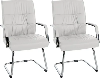 Produktbild von CLP 2er Set Besucherstühle Sievert Freischwinger mit Metallgestell und Bodenschoner weiß