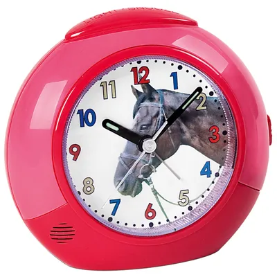 Produktbild von Atlanta 1984/1 Wecker Pferd für Kinder Kinderwecker rot pink leise Pferdewecker