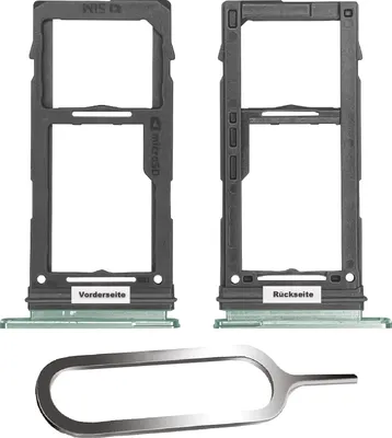 Produktbild von Samsung Galaxy S10 / Plus Sim Karten Halter Tray Adapter Fach Stecker Slot + Nadel Single Prism Grün