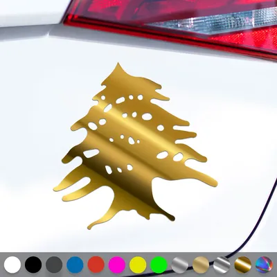 Produktbild von PantherPixel Libanon Aufkleber Wappen Zeder Fahne Baalbek Beirut Sticker Auto Geschenkidee Farbe Chrom-Gold