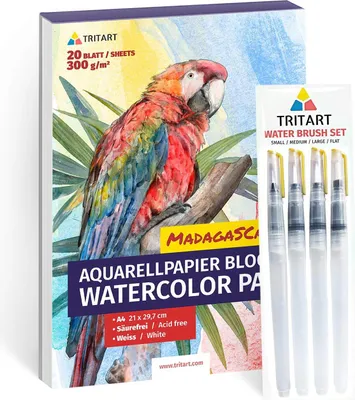 Produktbild von Tritart 4x Wassertankpinsel Set - Wasserpinsel Set mit Wasser Tank für Aquarellfarben - 4 Wassertankpinsel aquarell - Wasserstift Set - Water Brush Pen - Pinsel mit Wassertank