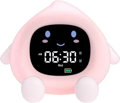 Imagen del producto de Despertador infantil con 2 alarmas (diurna/nocturna), brillo de pantalla ajustable, función de repetición de alarma de 12/24 horas y disponible en 7 colores