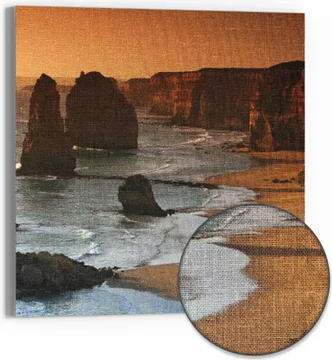 Produktbild von DEQORI Hybrid Leinwand Bild 50x50 cm 'Abendliche Apostel' Wandbild Glas flach modern