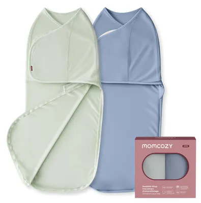 Produktbild von Momcozy Pucksack Baby 0-3 Monate Bambus 2er-Pack, Blau und Grün – Blau-grün