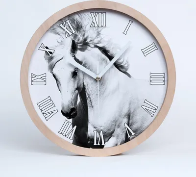 Produktbild von Holzuhr 20fi cm wanduhr - weiße Spitzen - weißes Pferd