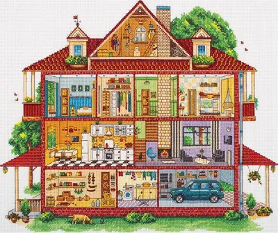 Produktbild von Panna Kreuzstich Set "Landhaus", Zählmuster, 41x33cm