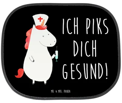 Produktbild von Mr. & Mrs. Panda Hitzeschutz Auto Einhorn Krankenschwester - Schwarz - Geschenk, Sonnenschutz, für, Autoscheibe, Unicorn, Krankenpflegerin, Krankenhaus, Krankenpfleger