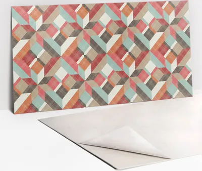 Obrázek produktu pro Ochranný Panel PVC - Samolepicí Vinylové Dlaždice na Stěnu - 100 x 50 - Barevná abstrakce