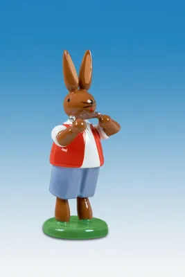 Produktbild von Osterdekoration Osterhase mit Pikkoloflöte Höhe 7,5cm NEU
