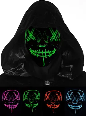 Produktbild von The Purge Kostüm Umhang mit LED-Maske - Halloween Farbe: grün