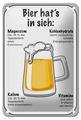 Produktbild von Blechschild Spruch 12x18cm Bier Magnesium Kalium Vitamine