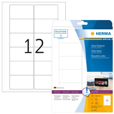 Produktbild von Video-Etiketten A4 weiß 78,7x46,6 mm Papier matt 300 St.