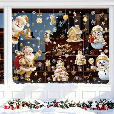 Produktbild von Fensterbilder Weihnachten 9 Stück 3D Gold Stil I 30x20cm