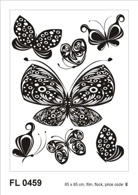 Produktbild von Sanders & Sanders Wandtattoo Schmetterlinge Schwarz 85 x 65 cm