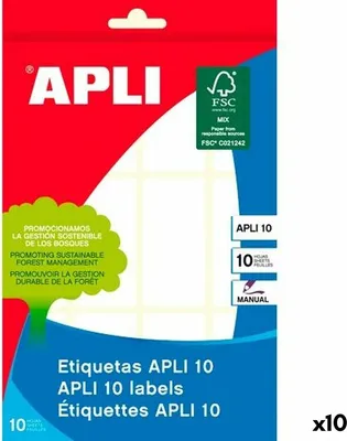 Obrázek produktu pro Samolepicí etikety Apli bílý papír 10 listů 26 x 54 mm (10 kusů)