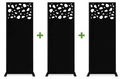 Produktbild von Set mit 3 dekorativen Paneelen SUNNY Schwarz H.160cm Mustern auf der Oberseite
