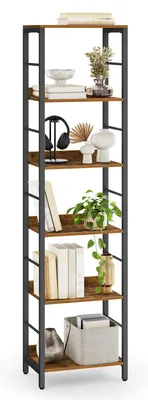 Imagen del producto de VASAGLE Estantería de 6 niveles, estante de almacenamiento, 30 x 40 x 178 cm, con paneles traseros, para sala de estar, estudio, oficina en casa, diseño industrial, color marrón vintage y tinta. Modelo LLS168KD01 – Tamaño 6