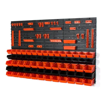 Produktbild von 42 Stapelboxen mit Wandregal 120 x 80 cm | lager wandplatten lagerregal