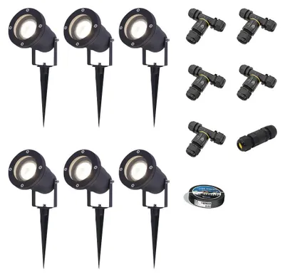 Produktbild von hoftronic LED Gartenstrahler 4W 345lm 4000K IP65 Schwarz 6er Set