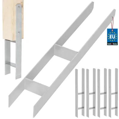 Produktbild von KOTARBAU® 4 Stk. H-Pfostenträger zum Einbetonieren 90 mm / 600 mm H-Anker aus galvanisch verzinkter Stahl Silber Pfostenanker Balkenschuhe Stützenfuß Pfostenschuh mit Betonanker Stahlträger Stahlanker