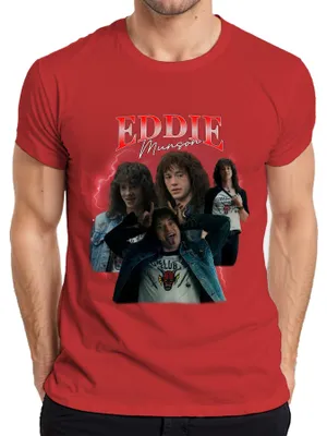Produktbild von Eddie Munson Hellfire Club Stranger Metal Geschenk Vintage Serie Herren T-Shirt, Rot, XXL