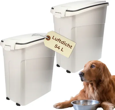 Produktbild von 2er Set Futtertonne Luftdicht mit Deckel Futtertonne Pferd Hund Hundefutter Aufbewahrung Hundefutter Box Trockenfutter Aufbewahrung Futterbox 54 L