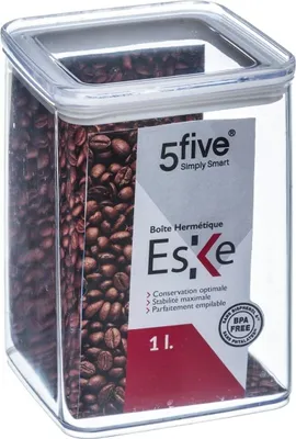 Immagine prodotto di 5five Simply Smart Stapelbare Vorratsdose Eske, PS-Kunststoff, Silikon, Transparent, 1 L, 152041