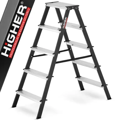 Zdjęcie produktu dla Drabina drabinka domowa 2x5 dwustronna składana MOCNA 150 kg HIGHER schodki