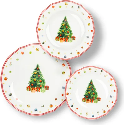 Immagine prodotto di Set di stoviglie Excelsa 18 pezzi in porcellana colorata per la Vigilia di Natale