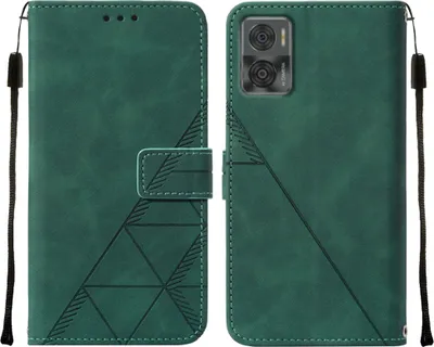 Produktbild von Moto E22i Hülle, Schlank Prägung Flip Leder Kartenfächer Schutzhülle mit Ständer für Motorola Moto E22i / Moto E22 Grün