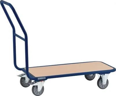 Produktbild von Tecwerk Plattformwagen Ladeflächen L850xB450 mm Stahlrohr taubenblau, RAL 5014 Trgf. 250 kg Gesamtlänge 940 mm - 1 Stk.