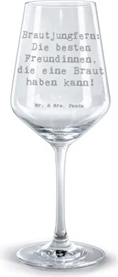 Produktbild von Mr. & Mrs. Panda Rotwein Glas Spruch Beste Brautjungfern - Transparent - Geschenk, für, weinglas graviert, Junggesellinnenabschied, Zuneigung, Geschenke, handgefertigt