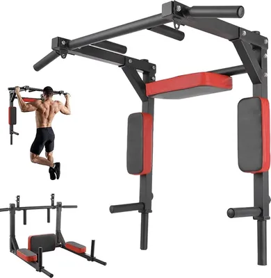 Produktbild von Optrekstange – Wandmontierte Klimmzugstange – Fitness-Klimmzug- und Dipsstation 3-in-1 – Maximale Belastbarkeit: 300 kg