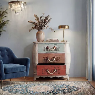 Obrázok produktu pre Komoda Leiria Šatníková skriňa v štýle Shabby, vintage, 74x70x36cm